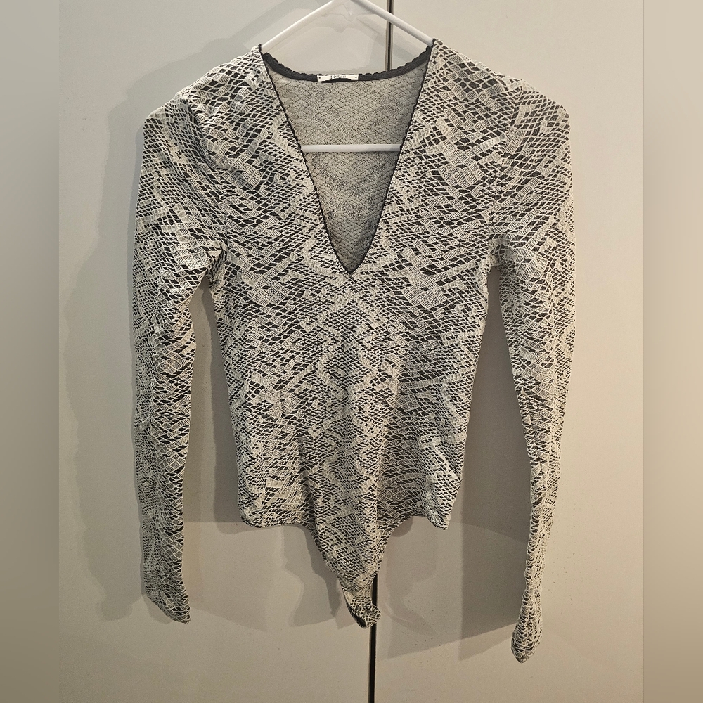 Wolford Black and White Patterned Bodysuit